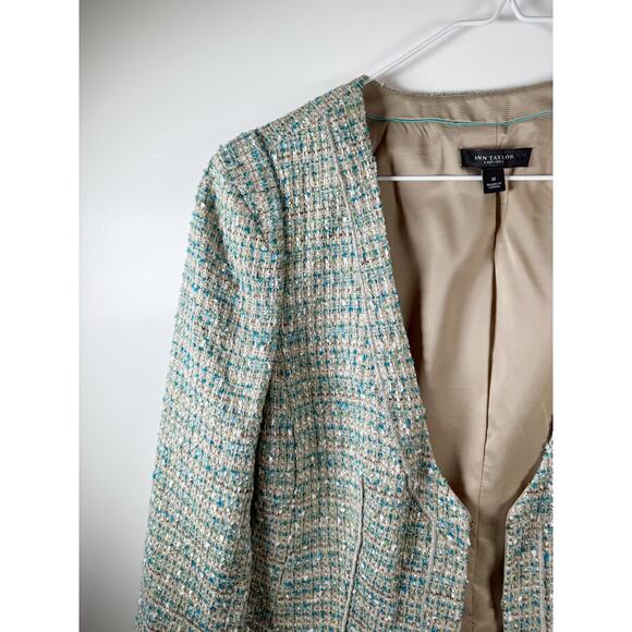 Ann Taylor Blazer Women’s 8 Metallic Tweed Cropped Jacket Workwear Career Office - Picture 4 of 13